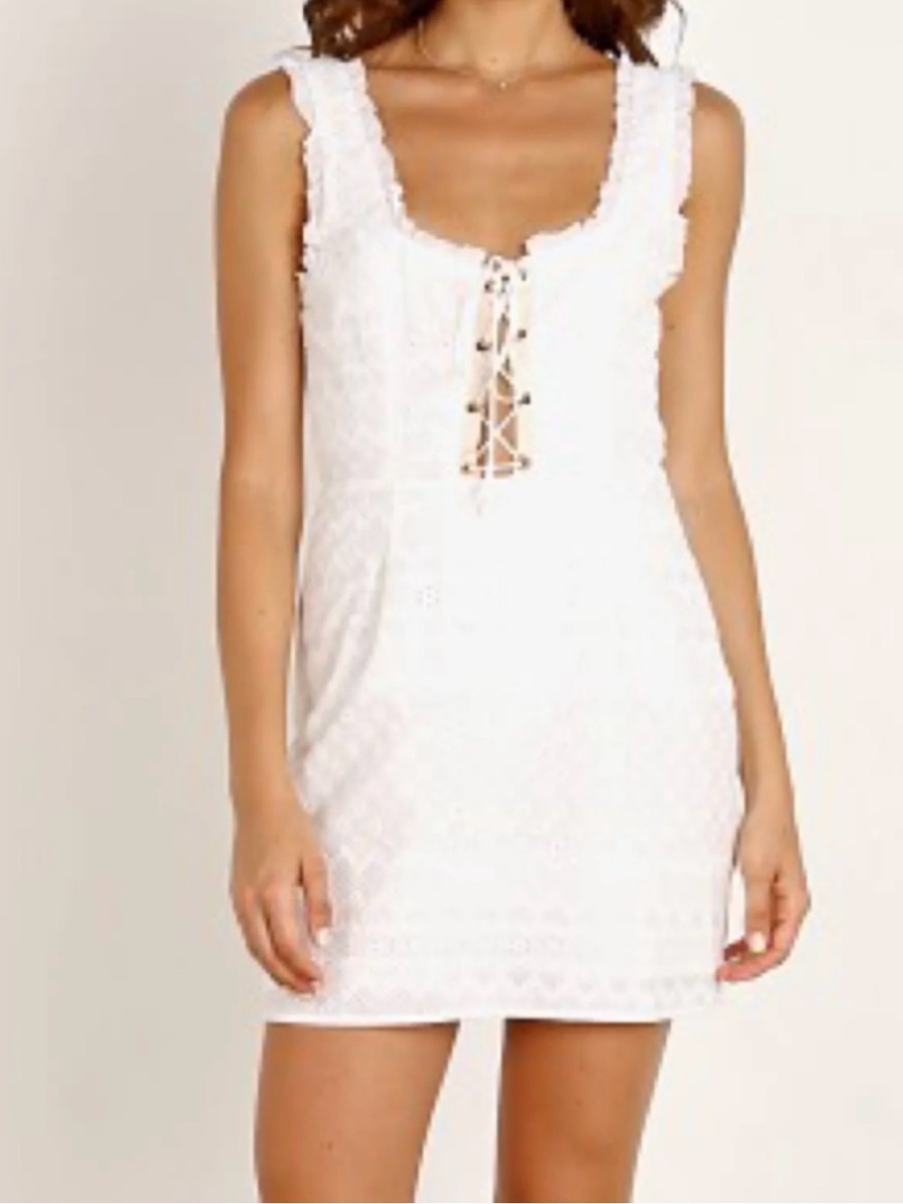 For love and Lemon eyelet mini White Lace-Up Sleeveless Mini Dress small - Picture 1 of 10